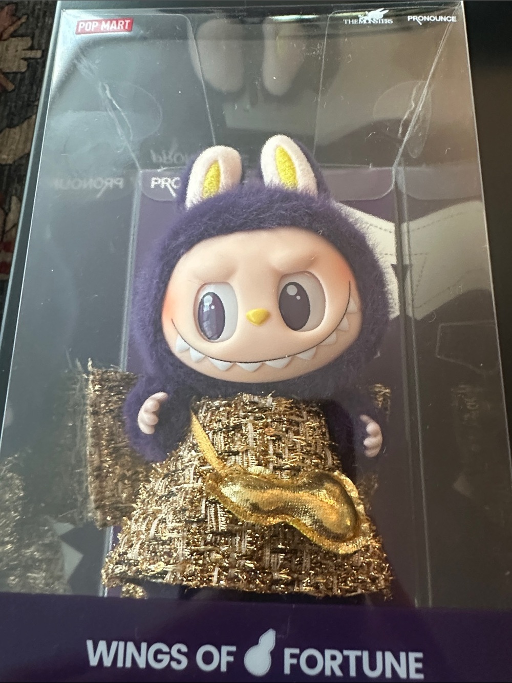 Pop Mart Labubu Wings of Fortune Purple Plush Figure with Gold Outfit